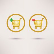 Shopping cart icons Plus and minus signs Vector set