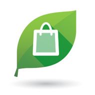 Green leaf icon with a shopping bag N2