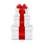 Pile of gift boxes isolated on white background