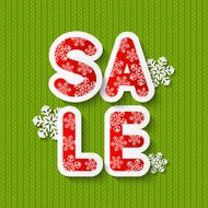 Christmas sale message on knitted background