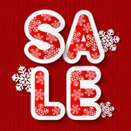 Christmas sale message on knitted background N2