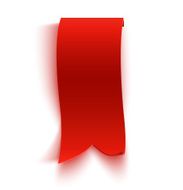 Realistic detailed curved red paper banner ribbon isolated on white