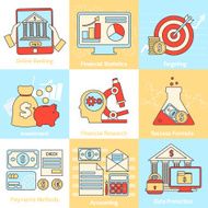 Financial concepts set flat line
