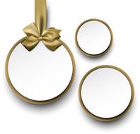 White paper gift cards with golden satin bow