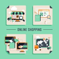 flat design vector icons for online shopping N2