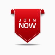 Join Now Red Label Icon Vector Design
