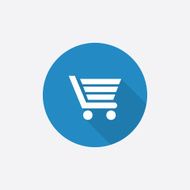 shopping cart Flat Blue Simple Icon with long shadow