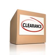 the word clearance on a paper box