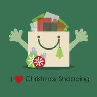 I love Christmas shopping-cute smiley gift bag with open hands