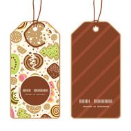 Vector colorful cookies vertical round frame pattern tags set