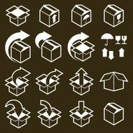 Packaging boxes icons vector set pack simplistic symbols N2