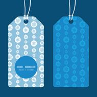Vector blue and white snowflakes stripes vertical round frame pattern