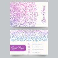Business card template purple and white beauty fashion pattern vector N2