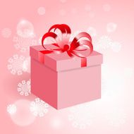Gift with red bow on background