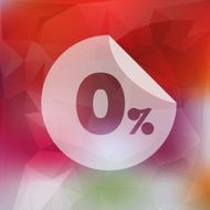 Flat blurred abstract with zero per cent sticker