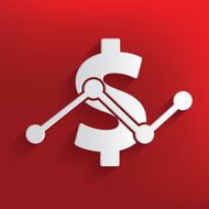 Money analysis symbol on red background clean vector