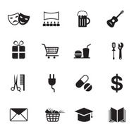 B&amp;W icons set Destination Place for Map N2