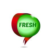green badge with ribbon and text fresh