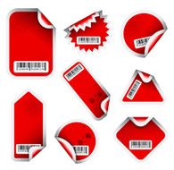 Set of red stickers