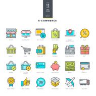 Set of line modern color icons for e-commerce