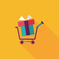 shopping cart flat icon with long shadow N31
