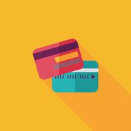 credit card flat icon with long shadow N9