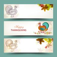 Happy Thanksgiving Day website header or banner set N3