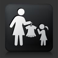 Black Square Button with Mother &amp; Daughter Shopping N2