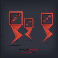 Black friday discount tag or sticker with different reductions N6