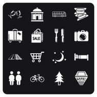Tourist locations icon set