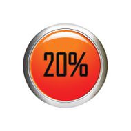 Internet button 20 percent discount icon on white background