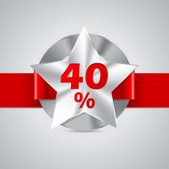 40 discount badge with red ribbon