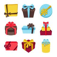 Celebration icon set of colorful gift boxes