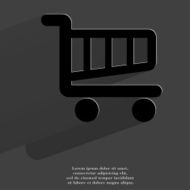 Shopping basket Flat modern web button with long shadow and N3
