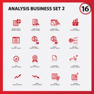 Business and analysis icon set 2 Red version vector