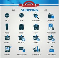Shopping icons Blue version vector