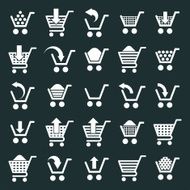 Shopping basket icons vector set supermarket shopping