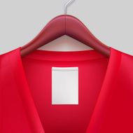 Jacket with label hanging on a hanger
