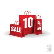 Shopping bag printed with a ten discount Vector Isolated