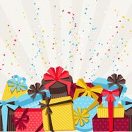 Celebration background or card with colorful gift boxes