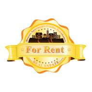 Real Estate - For Rent- rubber yellow brown label