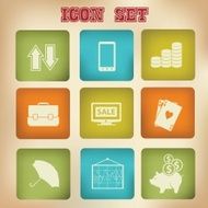 Finance and business icons Vintage version vector