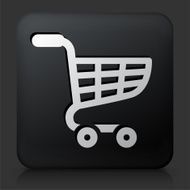Black Square Button with Shopping Cart N10