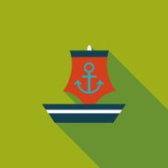 Sailboat flat icon with long shadow N8