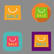 Flat Shopping Bag (with SALE wording) icons