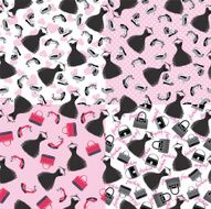 Fashion seamless pattern Little black dress shoes hearts N2