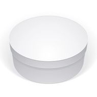 Realistic white round package box for products