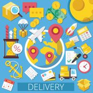 Vector Flat Design Icons Illustration for Delivery Service or Logistics N2
