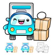 Delivery Truck mascot the hand is holding a box