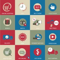 Online shopping flat icons